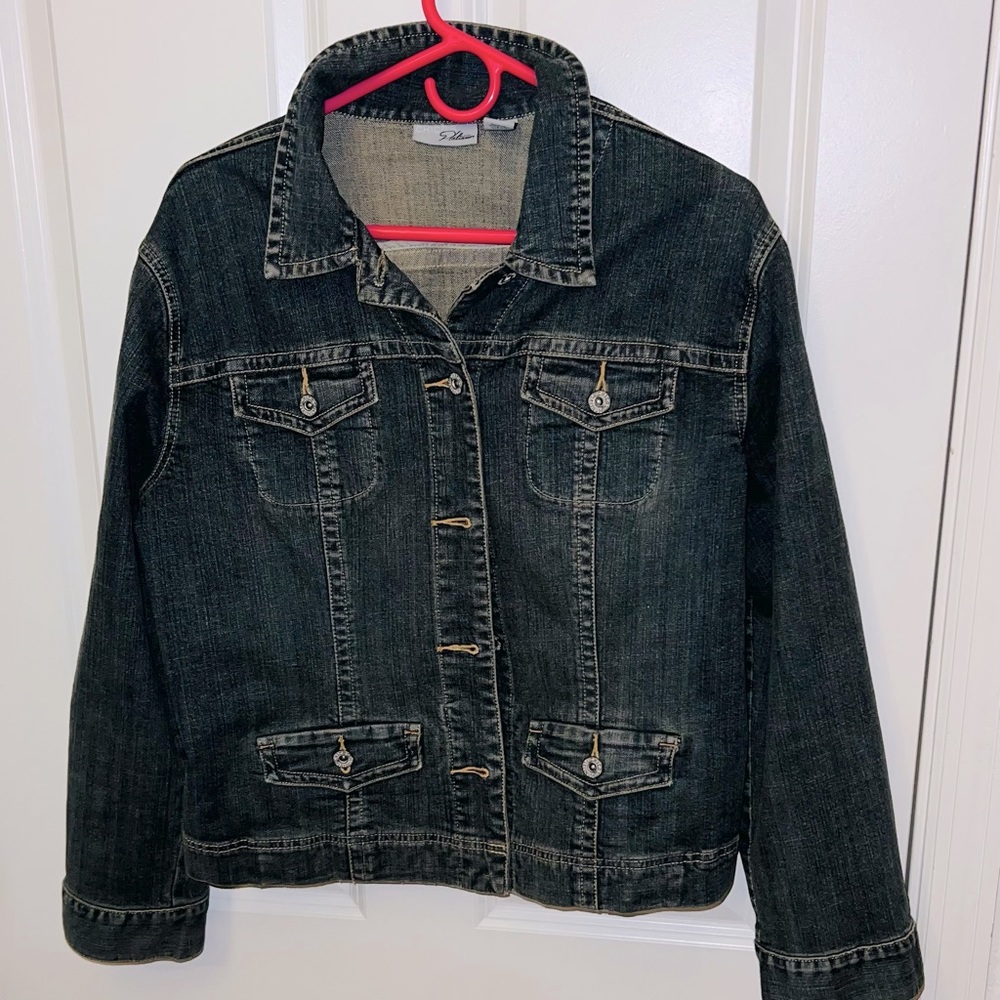 Chico's platinum dark blue Jean jacket
